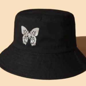 Butterfly Bucket Hat Black and White